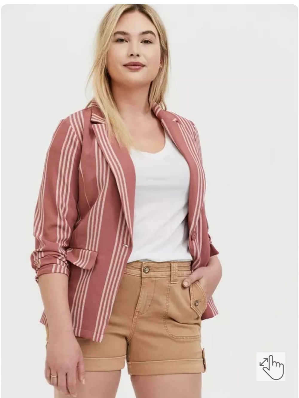 Torrid Pink Striped Boyfriend Blazer- Size 00